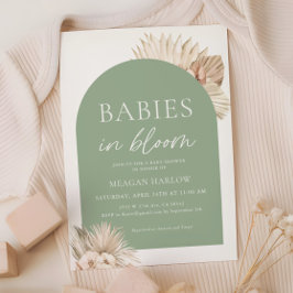 Babys in Bloom Sage Green Twins Baby Dusche Einladung