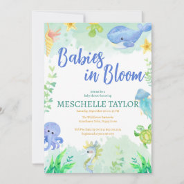Babys in Bloom unter der Blue-Baby-Dusche des Meer Einladung