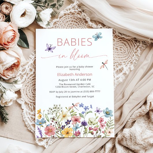 Babys in Bloom Wildblume Twin Dusche Einladung