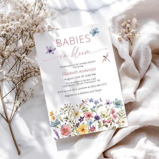Babys in Bloom Wildblume Twin Dusche Einladung