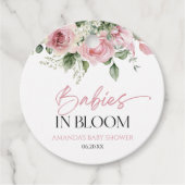 Babys in blutrosa Rose Blumenzwiebeln Kinderdusche Geschenkanhänger (Vorderseite)