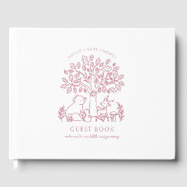 Baby's Journey Pink Woodland Animals Baby Dusche Gästebuch