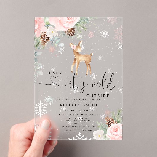 Baby's kalt außerhalb Baby Reh Baby Dusche Acryleinladungen (Insitu (Handheld))