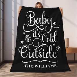 Baby's kalten Outdoor Black Script Familie Urlaub Fleecedecke