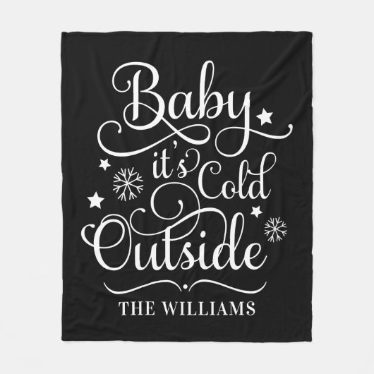 Baby's kalten Outdoor Black Script Familie Urlaub Fleecedecke (Vorderseite)