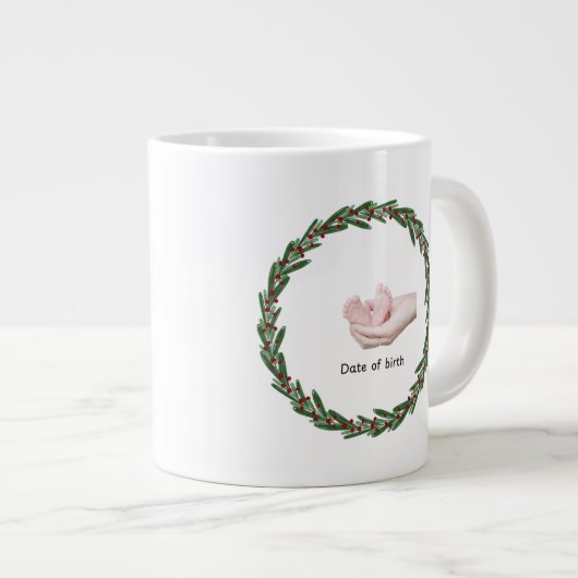 Babys (Kelly’s) 1. Weihnachten individuell anpassb Jumbo-Tasse (Vorderseite Rechts)