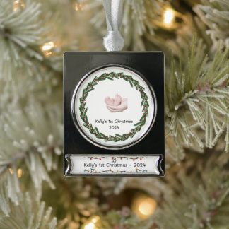 Babys (Kelly’s) 1. Weihnachts-Baby-Name Banner-Ornament Silber