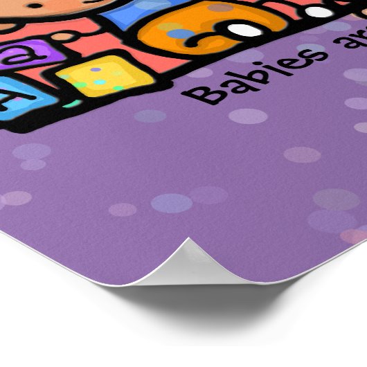 Babys Kleinkinder Säuglinge Süße. 9 x 13 lila Poster (Ecke)