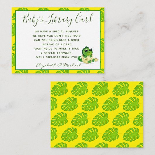 Babys Library Book Request Card Dinosaur Hatchling Begleitkarte (Vorne/Hinten)