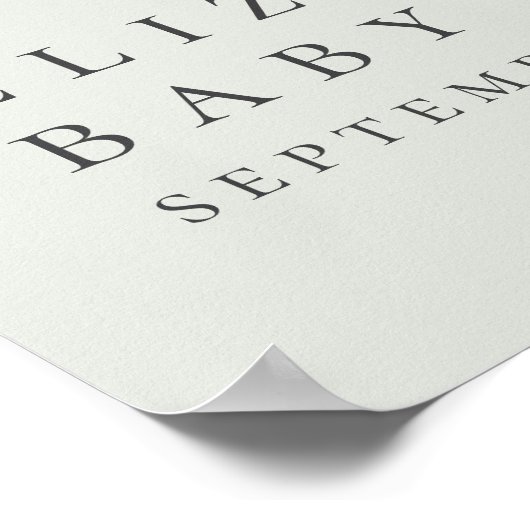 Babys Minimalistisch Babydusche Begrüßungszeichen Poster (Ecke)