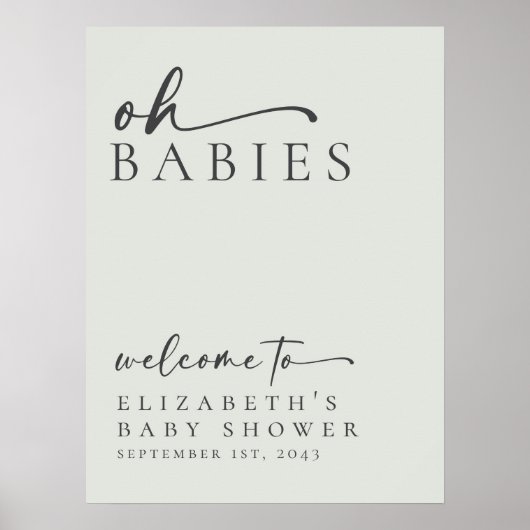 Babys Minimalistisch Babydusche Begrüßungszeichen Poster (Vorne)