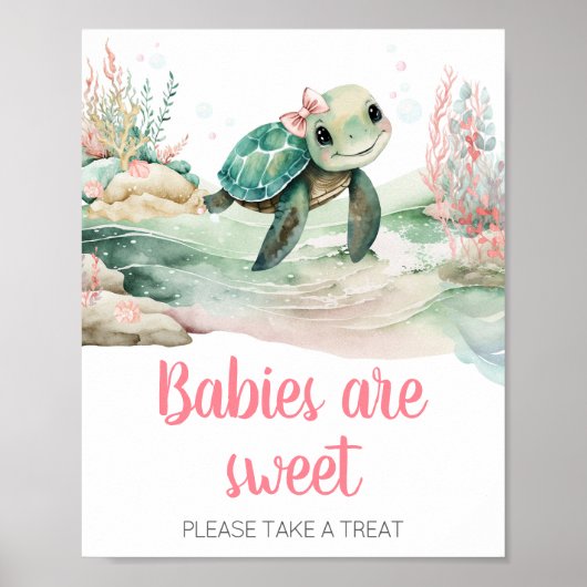 Babys mit Meerschildkröte sind süß Poster (Vorne)