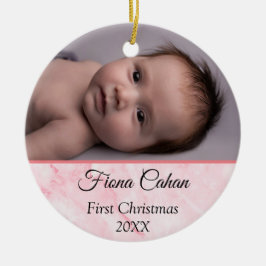 Baby's My First Christmas Personalisierten 2 Fotos Keramik Ornament