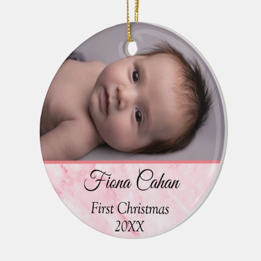 Baby's My First Christmas Personalisierten 2 Fotos Keramik Ornament (Links)