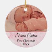 Baby's My First Christmas Personalisierten 2 Fotos Keramik Ornament (Hinten)