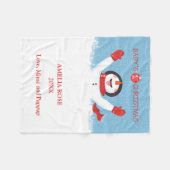 Babys Name First Christmas Snowman Fleecedecke (Vorderseite (Horizontal))