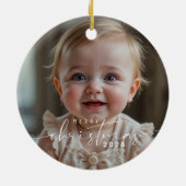 Baby's photo Merry Christmas Modern Keramik Ornament (Hinten)