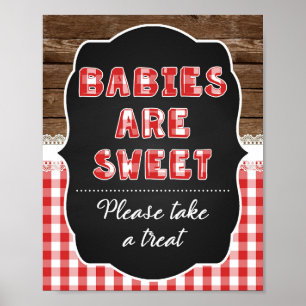 Babys R Sweet Favor Sign - Red Baby Q Poster
