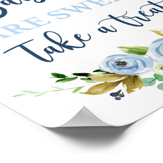 Babys sind süß-blaues Blumenzeichen Poster (Ecke)