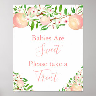 Babys sind süß nehmen eine Leckerei, Pfirsiche Kin Poster