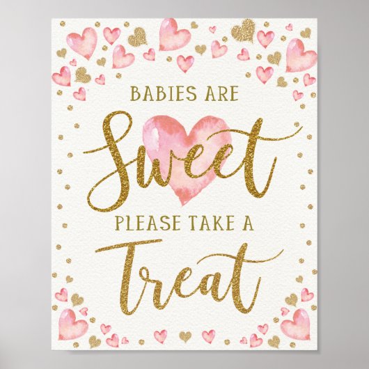 Babys sind süß Nimm eine Leckerei Pink Gold Herzen Poster (Vorne)