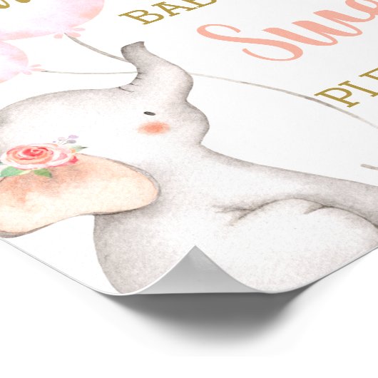 Babys sind süß-rosa Elefantenzeichen Poster (Ecke)