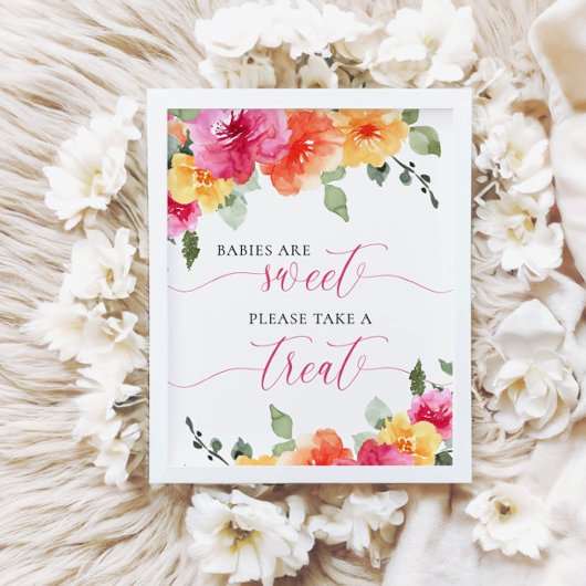 Babys sind süß rosa pfirsichblütige Babydusche Poster