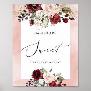 Babys sind süß signierte bordeauxrot, rot, rosa poster