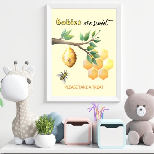 Babys sind süß und haben eine Leckerei gelb Poster