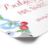 Babys sind süße Cherry Blue Bow Baby Dusche Poster (Ecke)