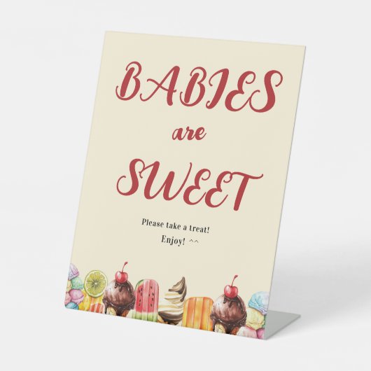 Babys sind süße, farbige Eiscreme-Babydusche Sockelschild (Vorderseite)