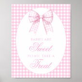 Babys sind süße Pink Bow Ginham Baby Duschuntersch Poster (Vorne)