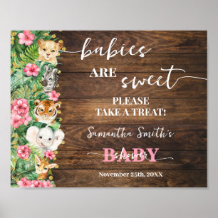 Babys sind Süße Pinke Safari Rustikale Babyparty Poster