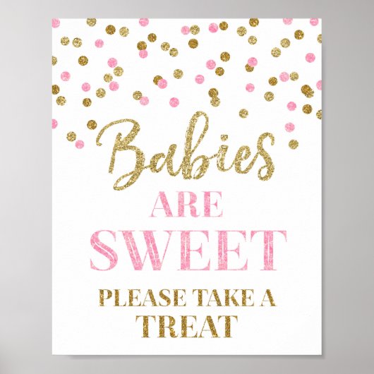 Babys sind süße Schildpatten Gold Pink Confetti Poster (Vorne)