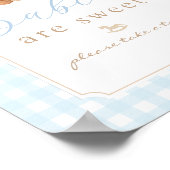 Babys sind süße Teddybär Blau Gingham Poster (Ecke)