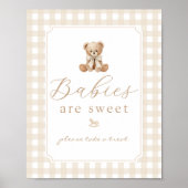 Babys sind süße Teddybär neutral Gingham Poster (Vorne)