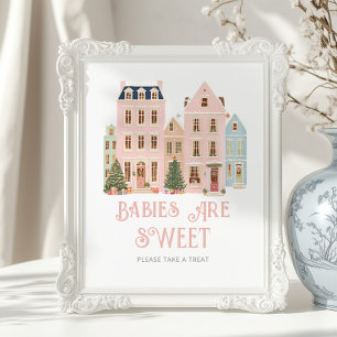 Babys sind süße Weihnachtsdorf-Baby-Party Poster