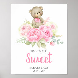 Babys sind süßer rosa Bär Poster