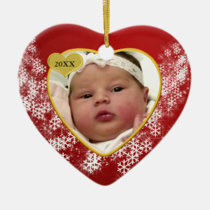 Babys Snowy Weihnachtsrotes Herz-Foto Keramikornament