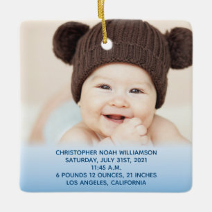 Baby's Stats Blue 1. Weihnachtsfest Foto Keramikornament