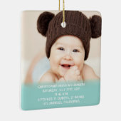 Baby's Stats Blue Green 1. Weihnachtsfest Foto Keramikornament (Rechts)