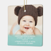 Baby's Stats Blue Green 1. Weihnachtsfest Foto Keramikornament (Links)