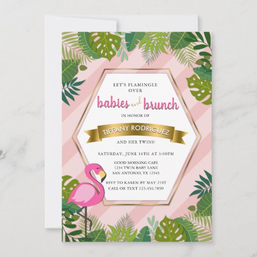 Babys und Brunch Baby Brunch Flamingo Baby Dusche Einladung (Vorderseite)