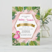 Babys und Brunch Baby Brunch Flamingo Baby Dusche Einladung (Stehend Vorderseite)
