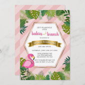 Babys und Brunch Baby Brunch Flamingo Baby Dusche Einladung (Vorne/Hinten)