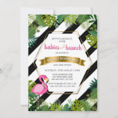 Babys und Brunch-Zwillings-Flamingo-Babyparty Einladung (Vorderseite)