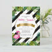 Babys und Brunch-Zwillings-Flamingo-Babyparty Einladung (Stehend Vorderseite)