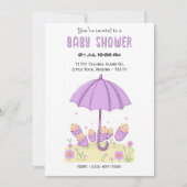 Babys unter dem Regenschirm - Charmante Babydusche Einladung (Vorderseite)