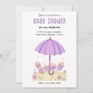 Babys unter dem Regenschirm - Charmante Babydusche Einladung
