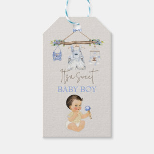 Babysachen Junge Baby-Party Elfenbein Blau Geschenkanhänger
